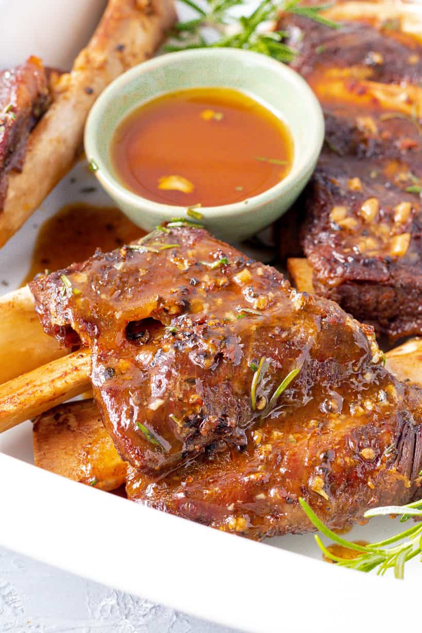 instant pot ribs topped with sauce