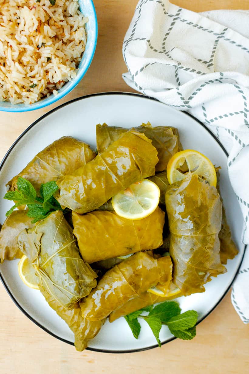 dolmas in white plate