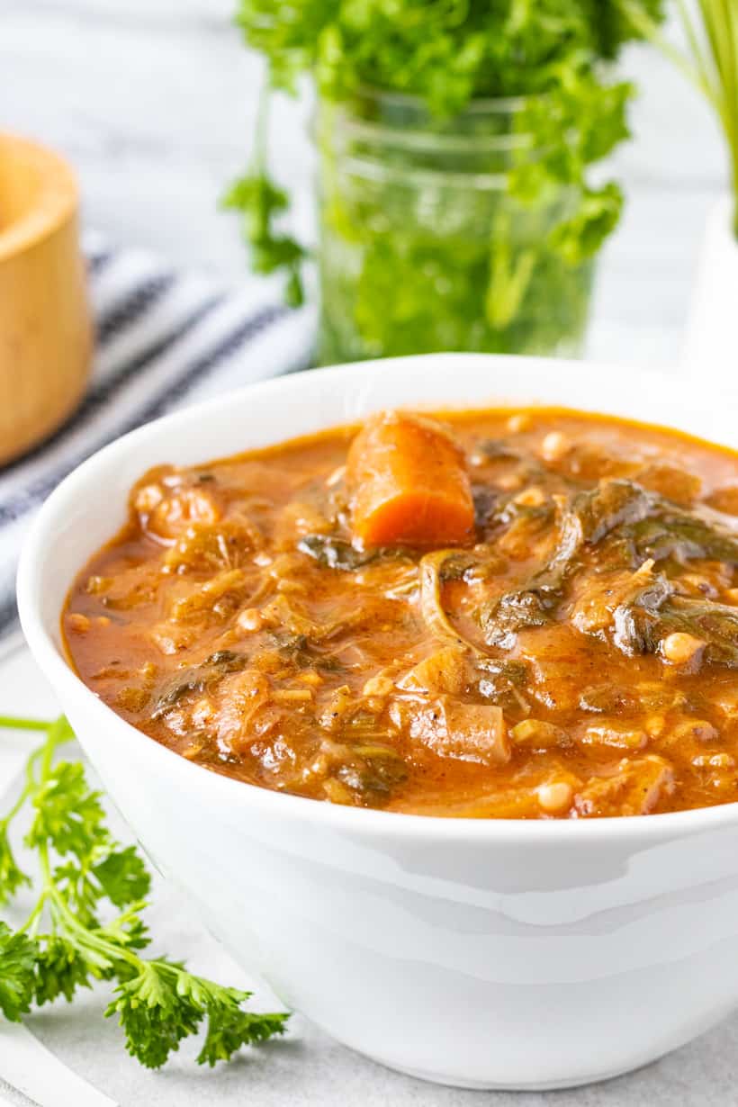 okra stew in white bowl