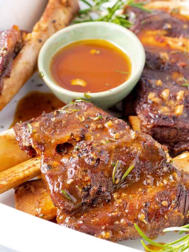 instant pot ribs topped with sauce