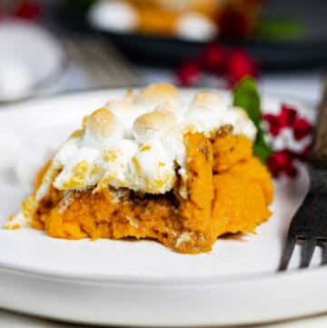sweet potato casserole in white plate