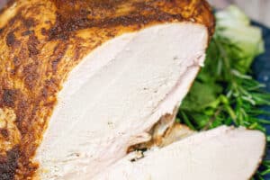 turkey breast sliced on the side