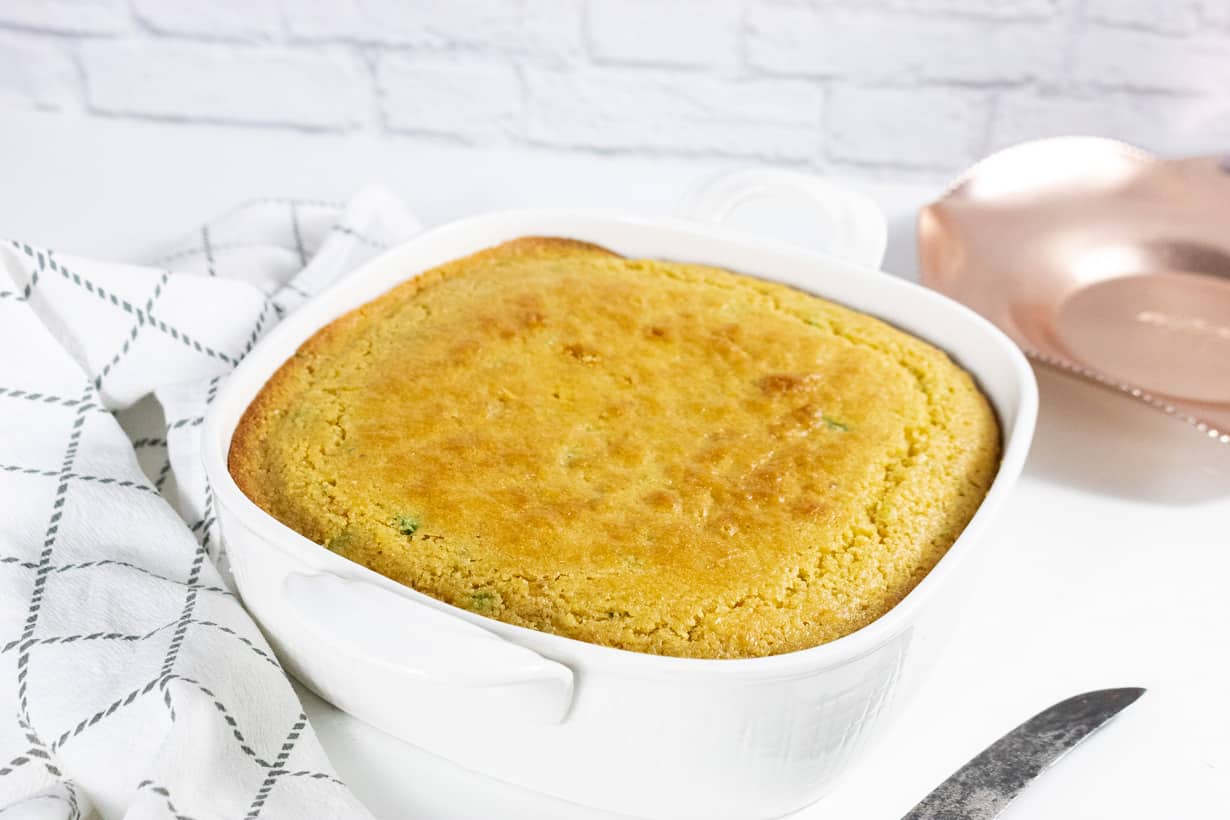 cooked cornbread on baking dish