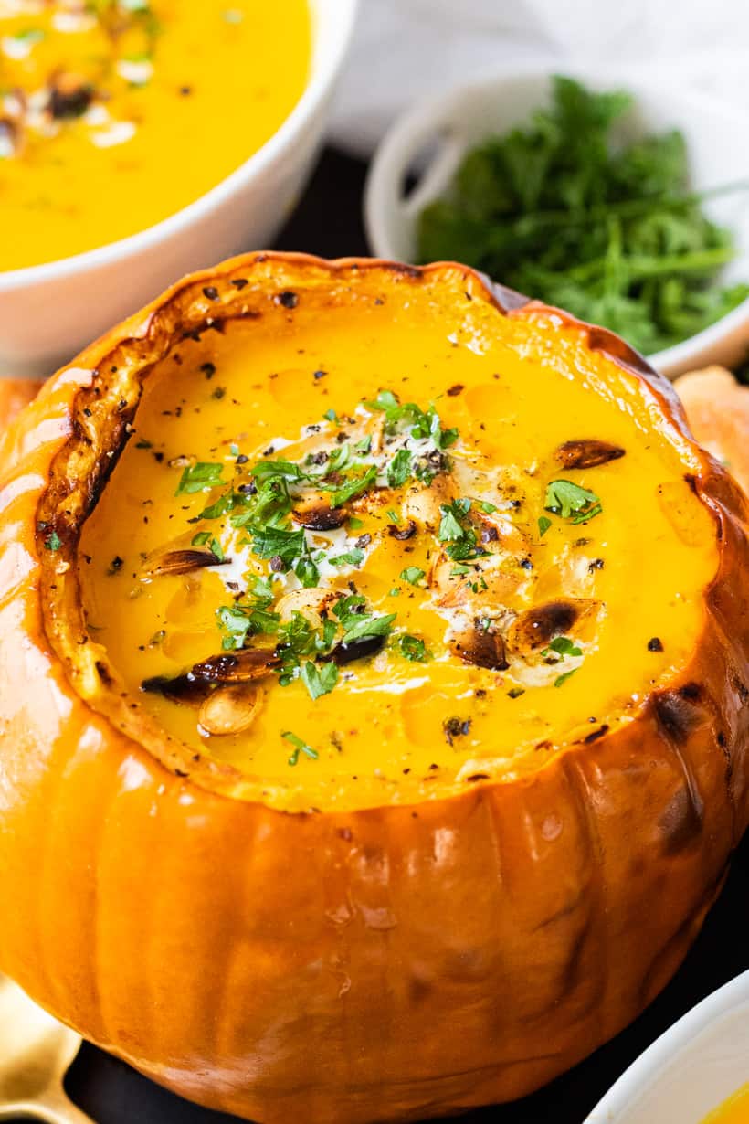 pumpkin soup in pumpkin