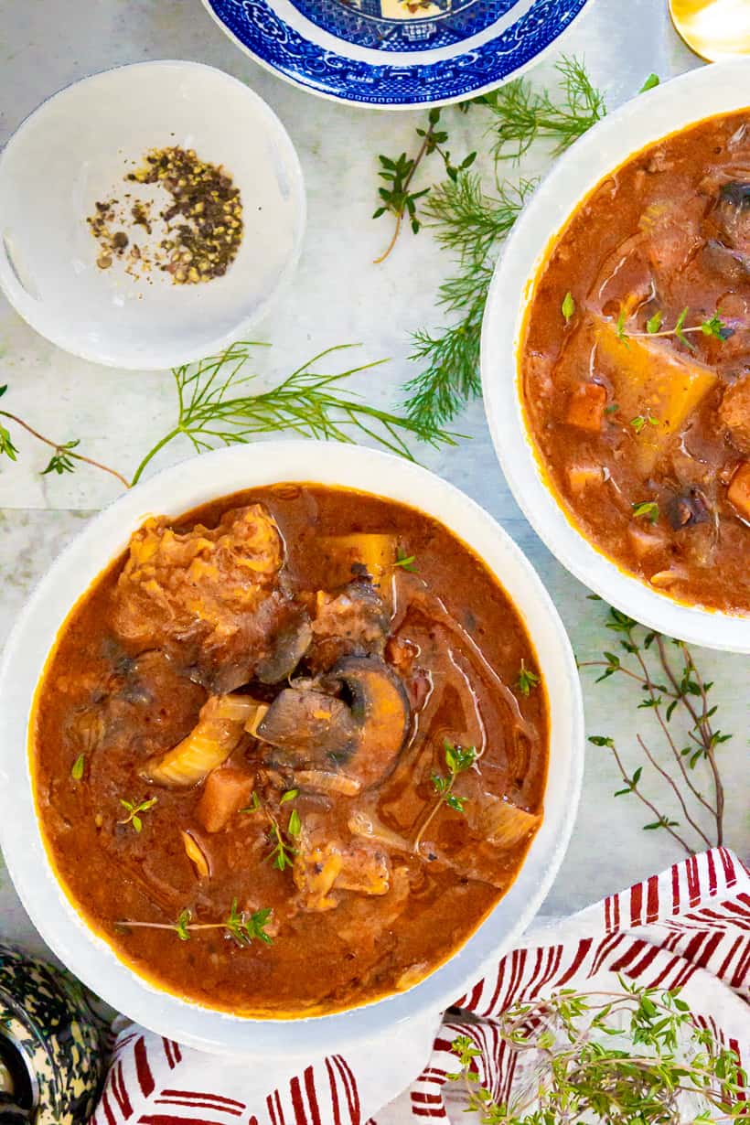 Veal Stew in white plate