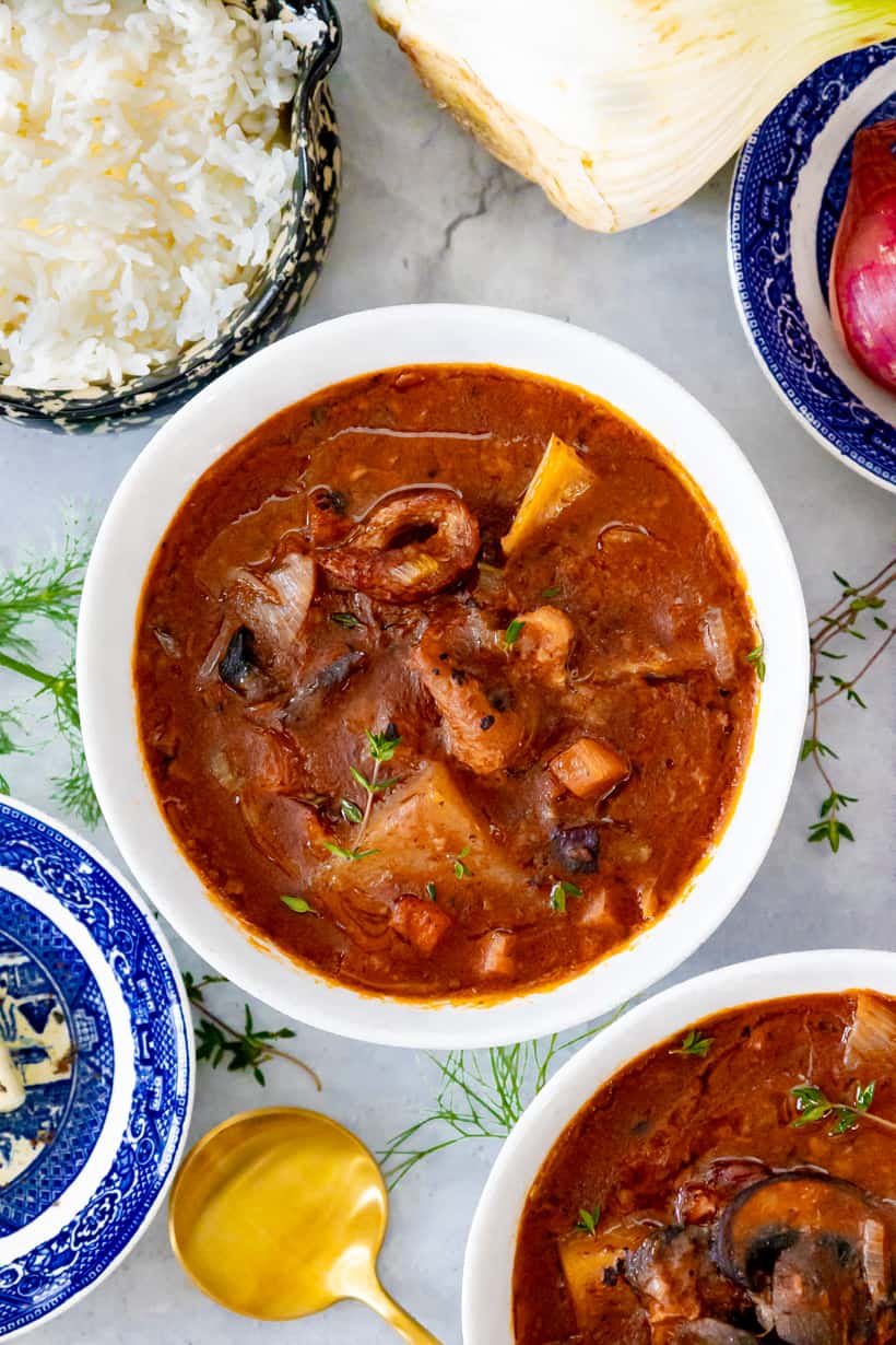 Veal Stew in white plate