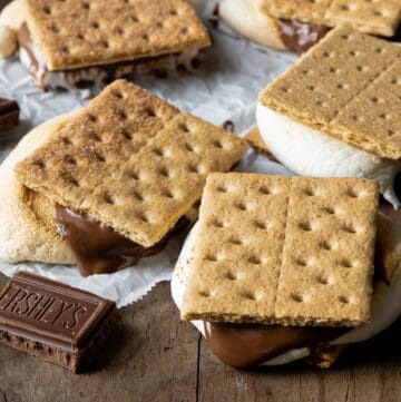 air fryer s'mores on wooden board