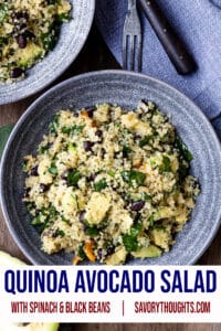 Quinoa Avocado Salad With Black Beans Pinterest Pin - Savory Thoughts