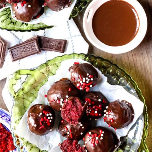 truffles and chocolate on wooden board
