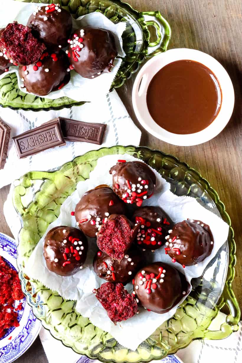 truffles and chocolate on wooden board