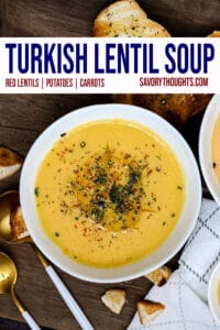 Turkish Lentil Soup Pinterest Pin