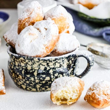 vegan beignets in large cup