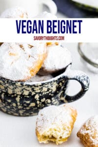 Vegan Beignets Pinterest Pin - Savory Thoughts