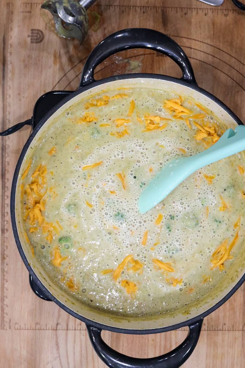 soup with cheese in the dutch oven