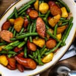 green beans and potatoes casserole with sausage