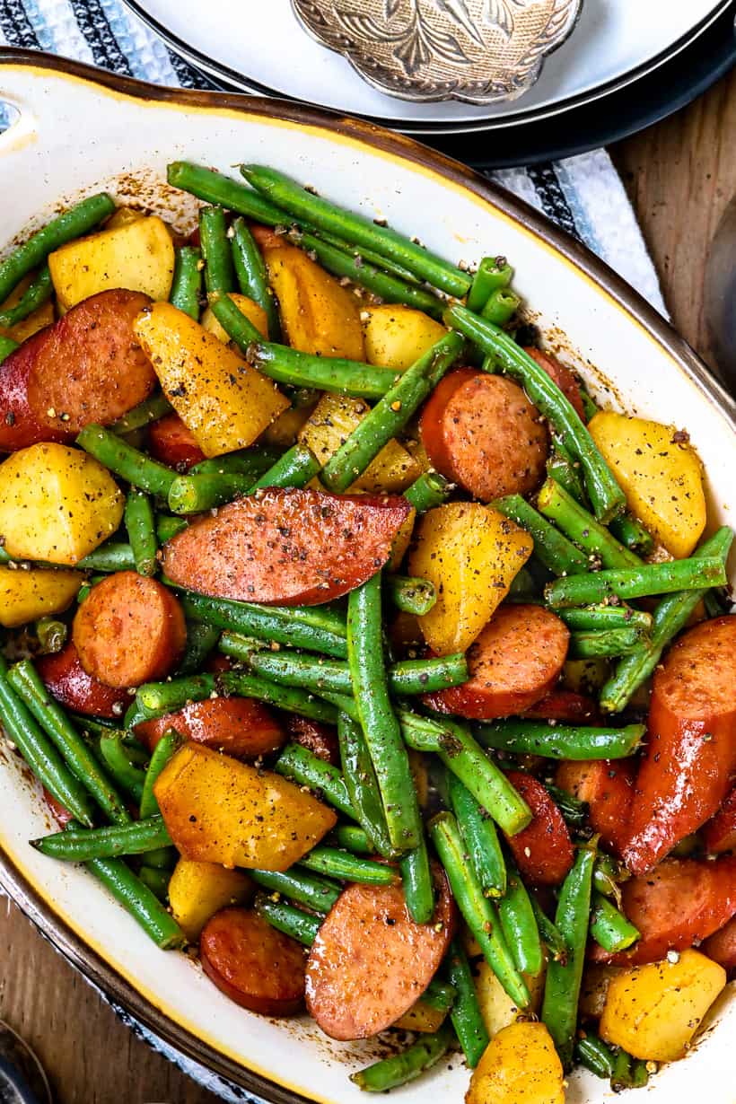 baked sausage and green beans casserole