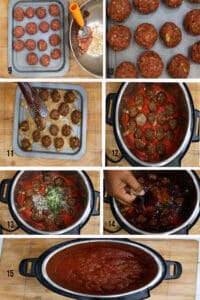 step 9 to 15 to make slow cooker meatballs