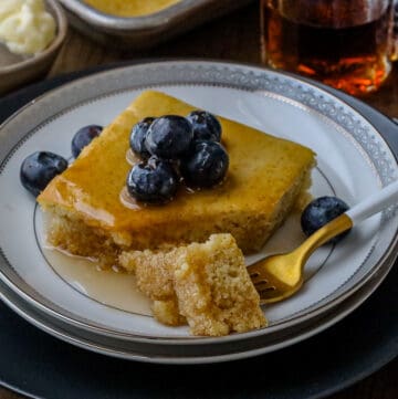 pancakes on plate with blueberries