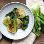 Bok Choy on plate with sesame seeds