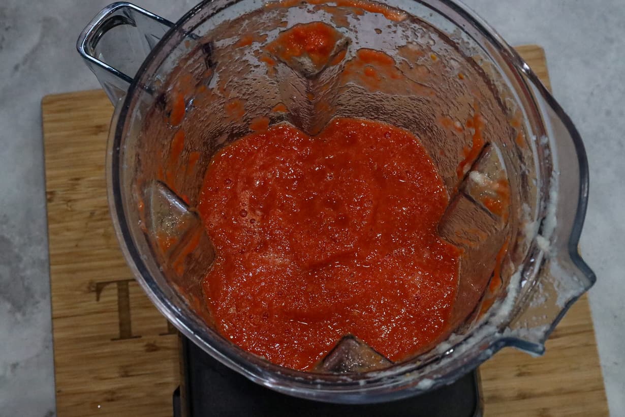 blended tomatoes in blender