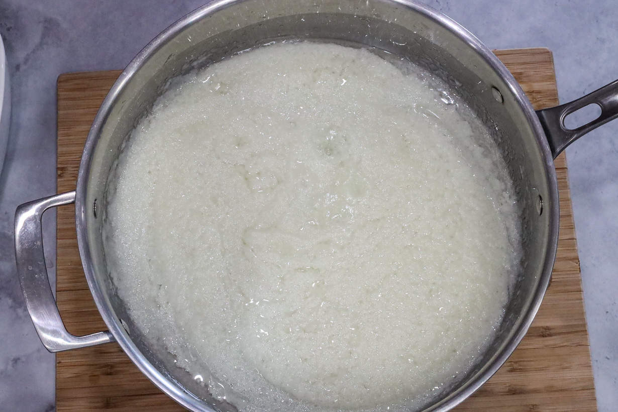 onions in saucepan