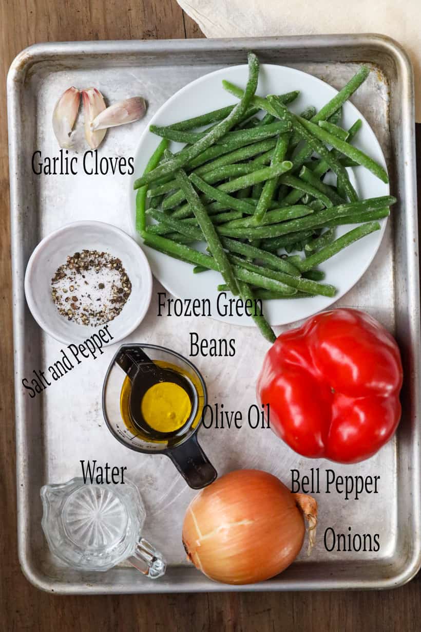ingredients to make frozen green beans
