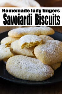 Savoiardi Lady Fingers on black plate Pinterest Pin