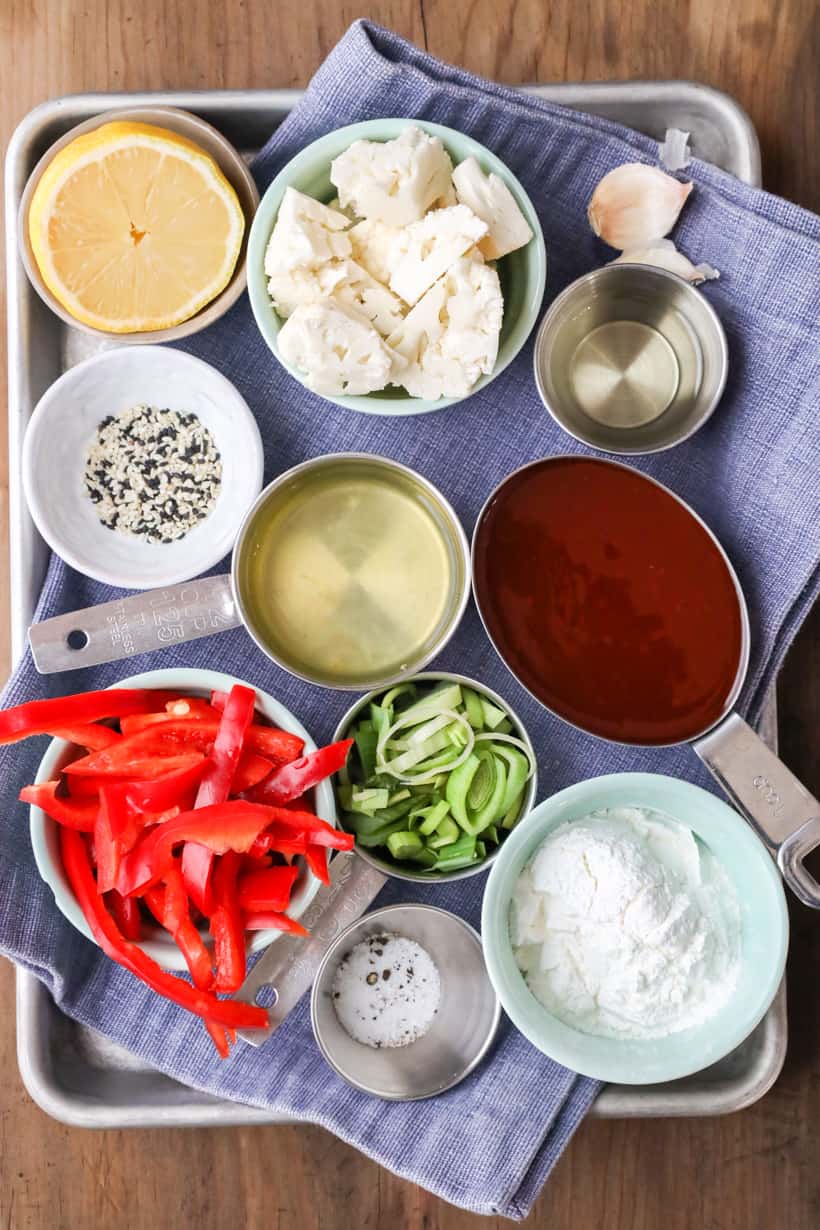 Ingredients to make sweet and sour cauliflower