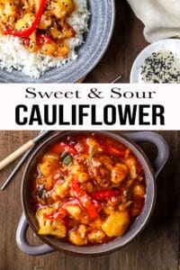 Sweet and Sour Cauliflower Pinterest Pin