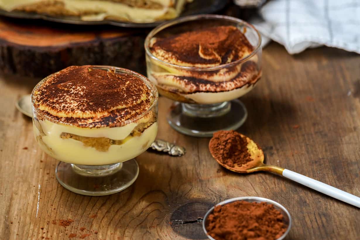 dessert on wooden board