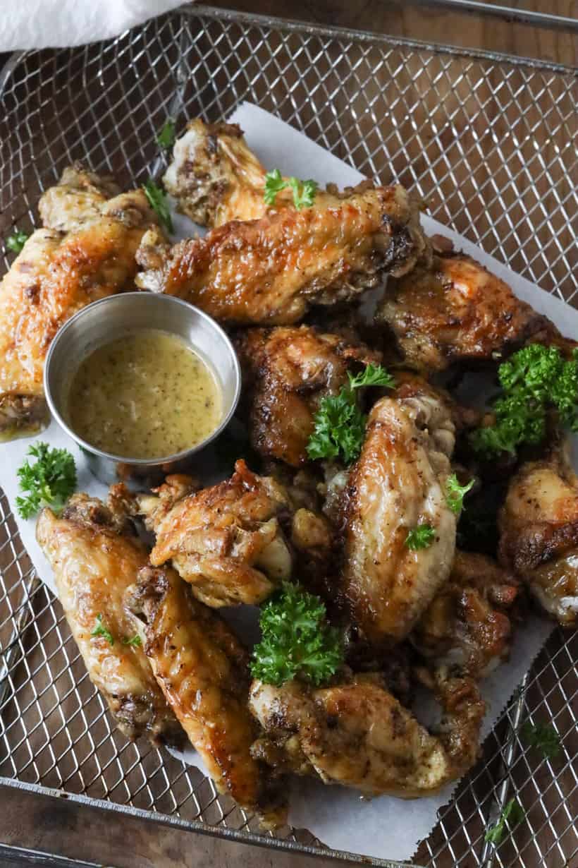 wings on herbs and on wood
