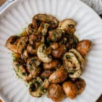 Air Fryer mushrooms in white plate