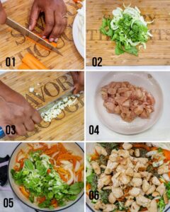 Garlic Basil Chicken with mixed vegetables step by step
