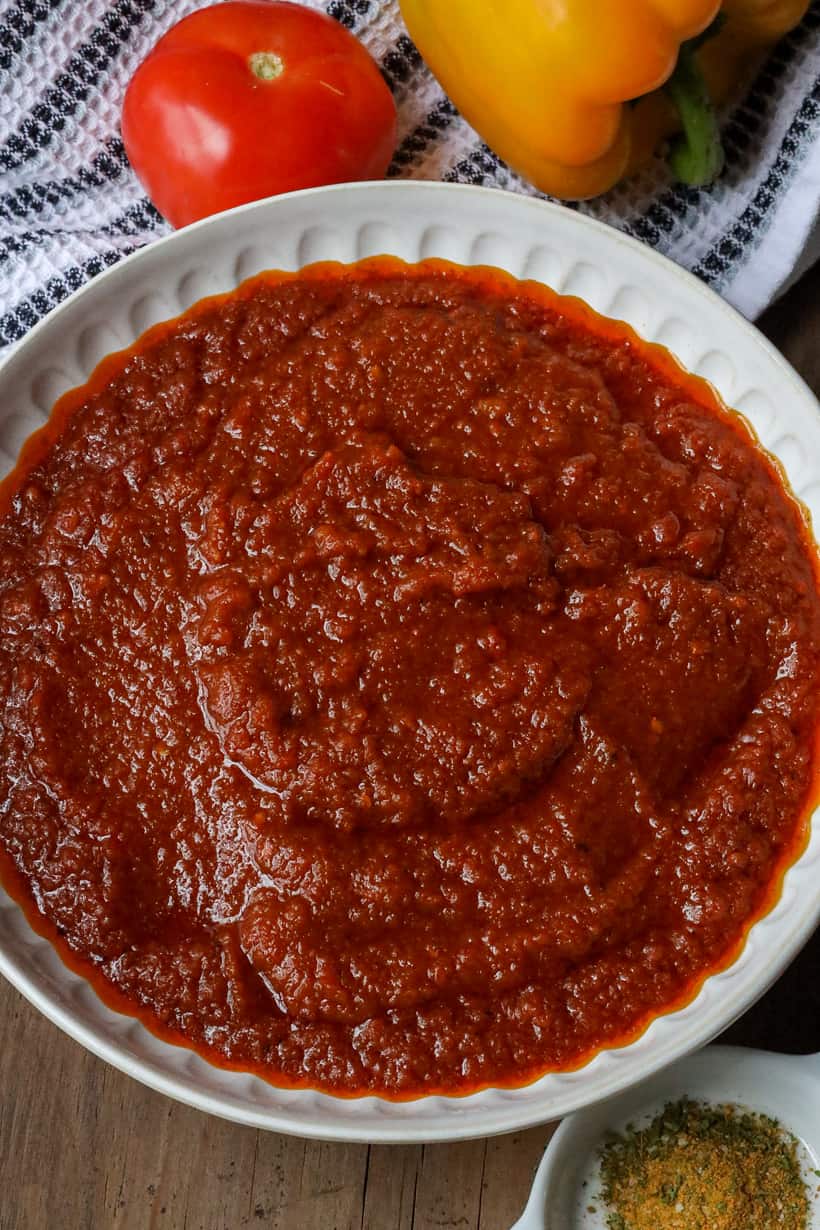 tomato stew in white bowl