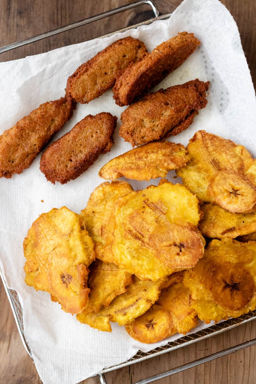 acra and plantains on platter