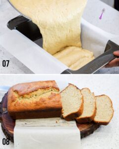 steps 7 and 8 to make no baking soda banana bread