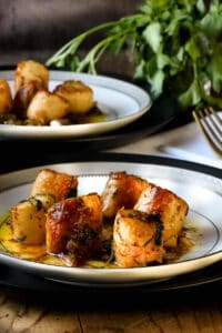 Cooked scallop on plate