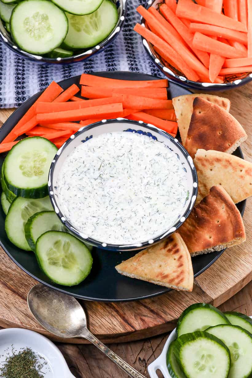 tzatziki sauce in bowl.