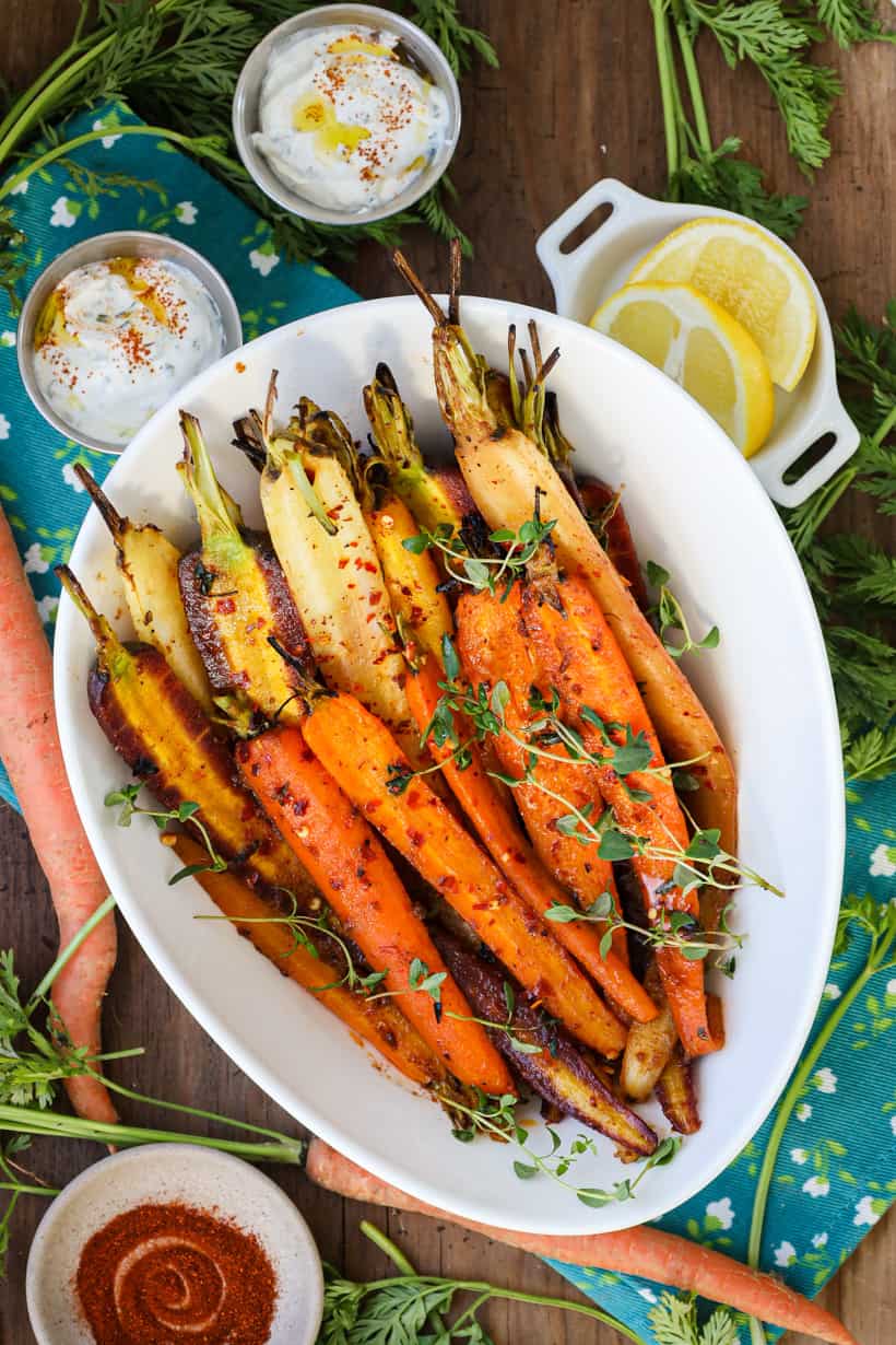 multi colored carrots in air fryer