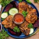 roasted beets and air fryer lamb chops with herbs