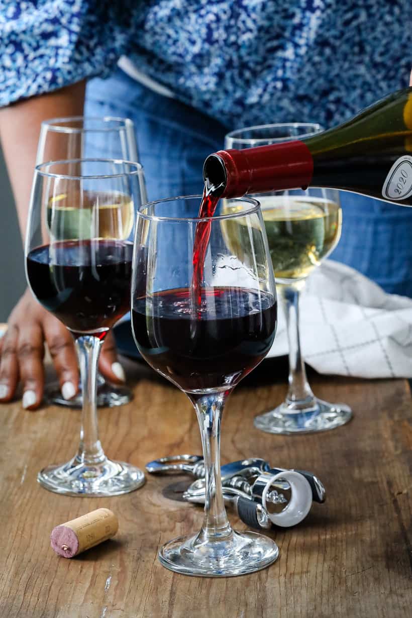 Wine pouring into glass