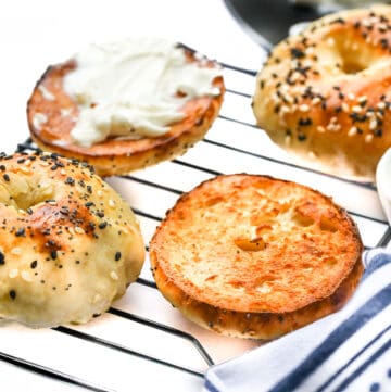 slices of air fryer bagels