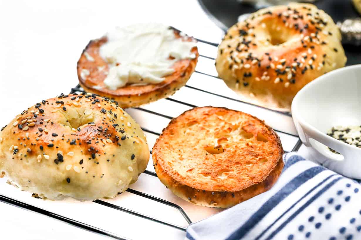 slices of air fryer bagels