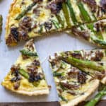 asparagus and tart on parchment paper