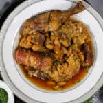 cassoulet in bowl with bread