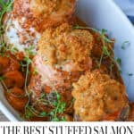 Stuffed Salmon With Shrimp In Baking Dish Pinterest Pin