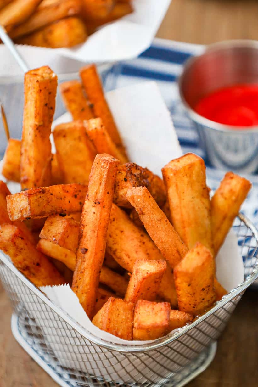 crispy seasoned fried yellow yam fries