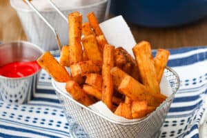 Fried yams in basket