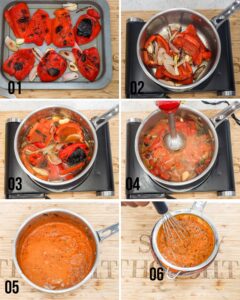 Step by step guide to make red pepper coulis