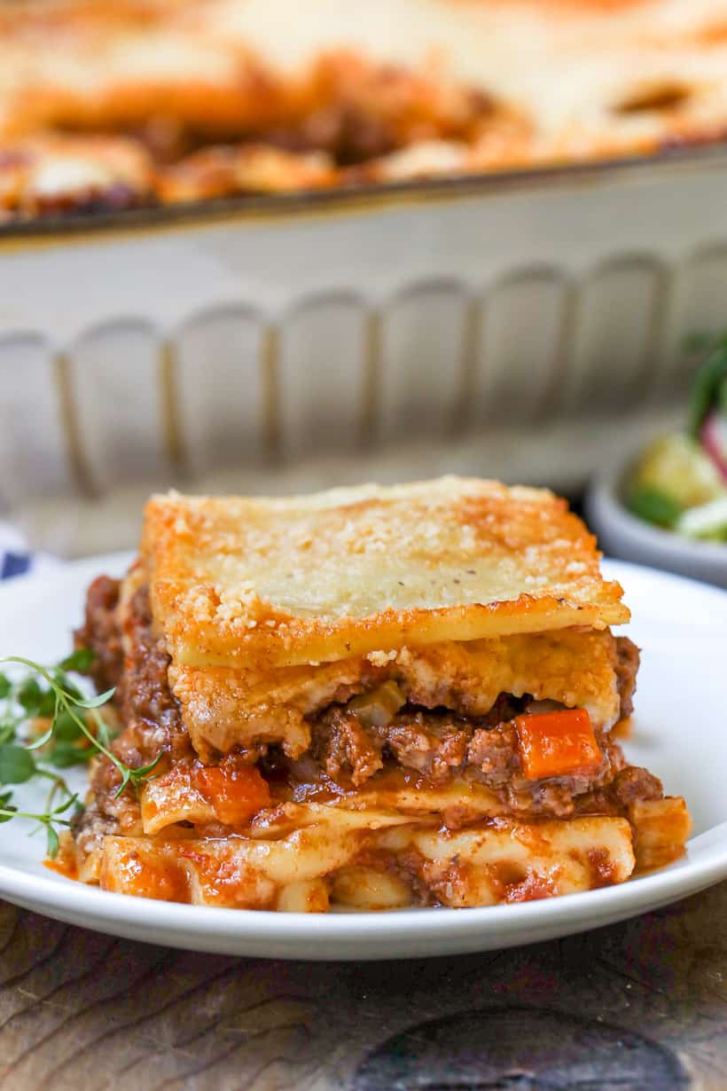 lasagna on top plate